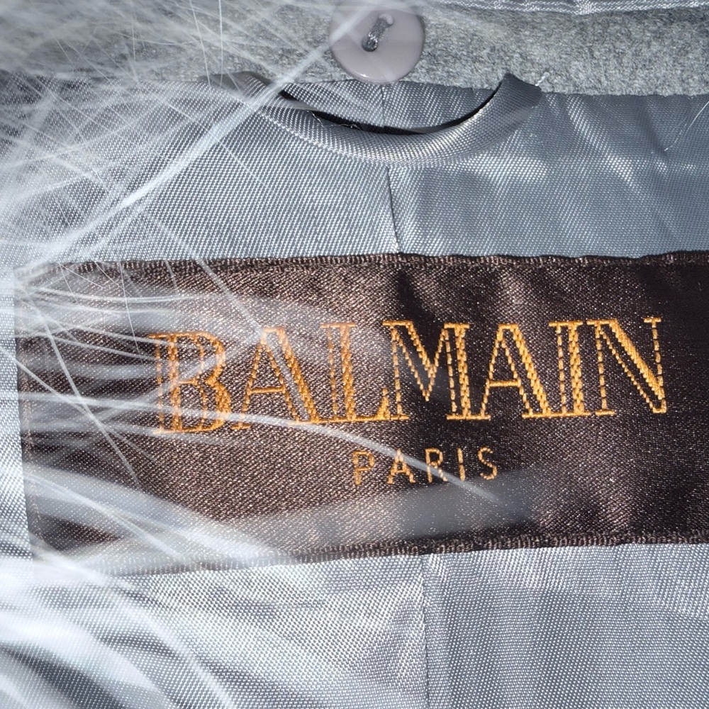 Balmain Gray Cape with Fur Trim - Picture 2 of 4